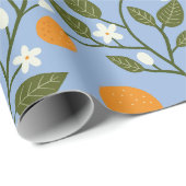 Zonnig Citrus Sinaasappels Grove Pattern Cadeaupapier (Rol Hoek)