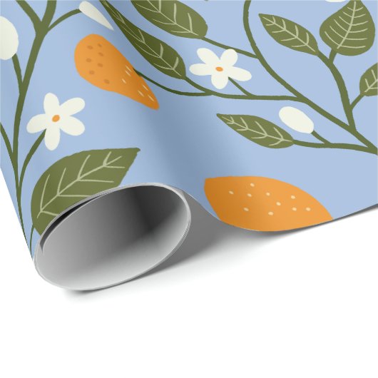 Zonnig Citrus Sinaasappels Grove Pattern Cadeaupapier (Rol Hoek)