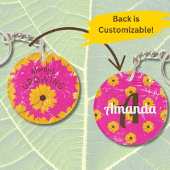 Zonnig geel bloemslijtsel look acryl Sleutelhanger