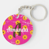 Zonnig geel bloemslijtsel look acryl Sleutelhanger (Achterkant)