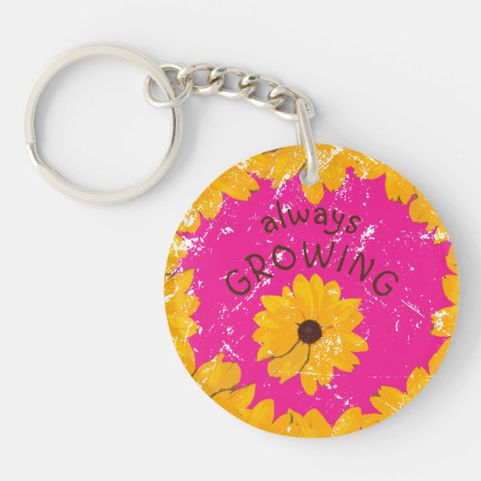 Zonnig geel bloemslijtsel look acryl Sleutelhanger (Voorkant)