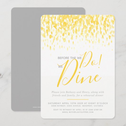 Zonnig geel dab art repetitie diner voordat we doe kaart (Voorkant / Achterkant)