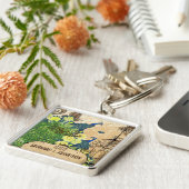 Zonnig geel Elegance  Vogelkooi Peacock Sleutelhanger (Zijkant)