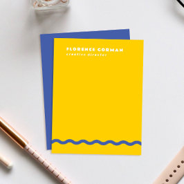 Zonnig geel en blauw violet golvend Lijst persoonl Bedankkaart