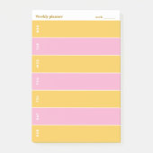 Zonnig Geel en Roze Aangepaste Weekplanner Post-it® Notes (Voorkant)
