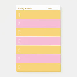 Zonnig Geel en Roze Aangepaste Weekplanner Post-it® Notes