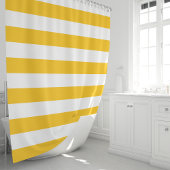 Zonnig geel en wit brede strepen douchegordijn