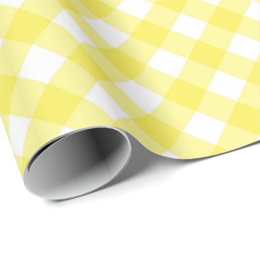 Zonnig Geel Gingham Patroon Cadeaupapier (Rol Hoek)