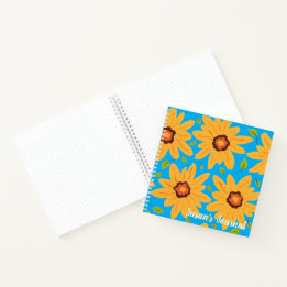 Zonnig Geel Handgeschilderd Daisy op Aqua Notitieboek