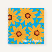 Zonnig Geel Handgeschilderd Daisy op Aqua Notitieboek (Voorkant)