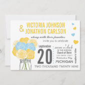 Zonnig Geel Hemelsblauw Bloemen Moderne Typografie Kaart (Voorkant)