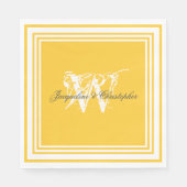 Zonnig Geel Monogram Elegant Trouwtaart Papier Servet (Voorkant)