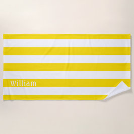 Zonnig Geel Wit | Cabana Strepen Persoonlijk Strandlaken