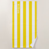 Zonnig Geel Wit | Cabana Strepen Persoonlijk Strandlaken (Voorkant)