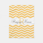 Zonnig Geel/Wit Monogram Naam Keepsake Chevron Fleece Deken (Voorkant)