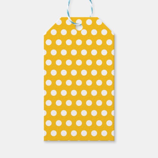 Zonnig Geel Witte Stippenpatroon Kunst Cadeaulabel (Voorkant)