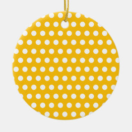 Zonnig Geel Witte Stippenpatroon Kunst Keramisch Ornament