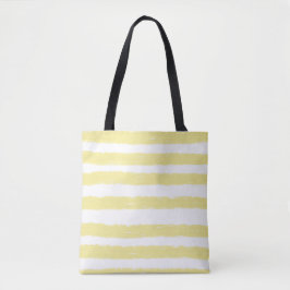 Zonnig geel witte strepen op de Waterverf Tote Bag