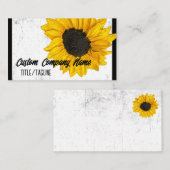 Zonnig geel zonnebloem op zwart en wit visitekaartje (Voorkant / Achterkant)