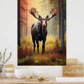 *~* Zonnig Golden AP49 MOOSE Natuur Bos Poster (Keuken)