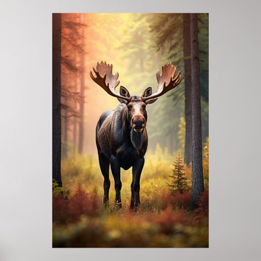 *~* Zonnig Golden AP49 MOOSE Natuur Bos Poster (Voorkant)