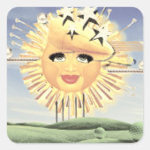 ZONNIG GOLF! VIERKANTE STICKER (Voorkant)