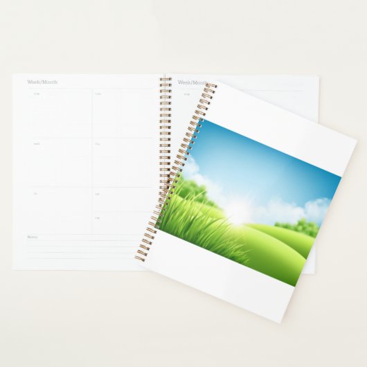 Zonnig groen veld landschap planner (Display)