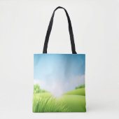 Zonnig groen veld landschap tote bag (Voorkant)