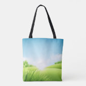 Zonnig groen veld landschap tote bag (Achterkant)