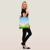 Zonnig groen veld landschap tote bag