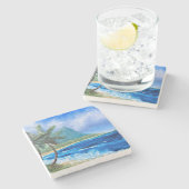 Zonnig Hawaii Beach Schilderij Tropisch Paradijs P Stenen Onderzetter (Zijkant)