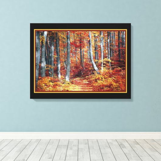 Zonnig herfstbos canvas afdruk (Insitu (Houten vloer))