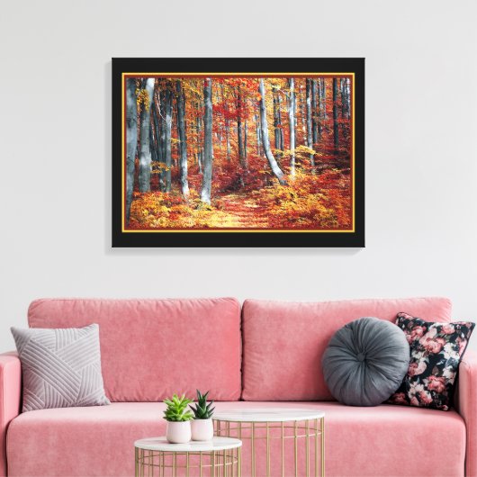 Zonnig herfstbos canvas afdruk (Insitu (Woonkamer))