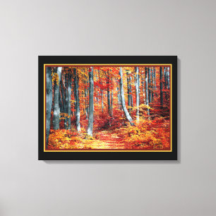 Zonnig herfstbos canvas afdruk