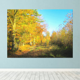 Zonnig herfstbos - canvas afdruk
