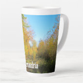 Zonnig herfstbos - groot gepersonaliseerd latte mok (Rechterhoek)