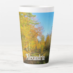 Zonnig herfstbos - groot gepersonaliseerd latte mok