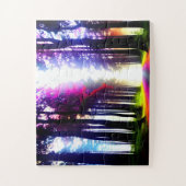 Zonnig in Rainbow Silhouette Forest voor kinderen Legpuzzel (Verticaal)