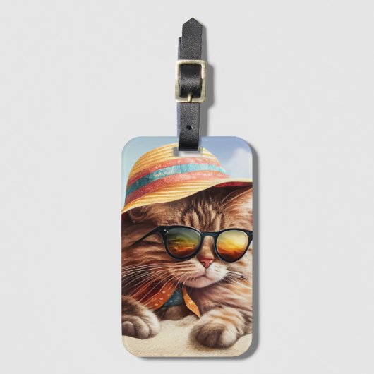 Zonnig Kat Bagagelabel (Voorkant (verticaal))