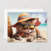 Zonnig Kat Briefkaart (Voorkant / Achterkant)