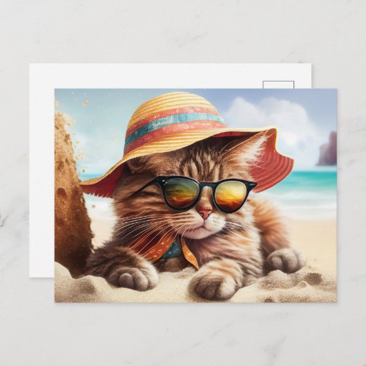 Zonnig Kat Briefkaart (Voorkant / Achterkant)