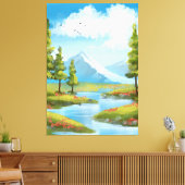 Zonnig landschap met bergen canvas afdruk (Insitu (Woonkamer))