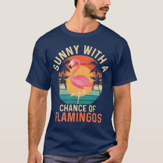 Zonnig met kans op flamingo's Schattigee roze voge T-shirt