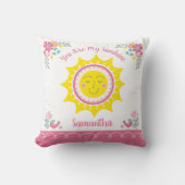 Zonnig Mooie Gele Roze Persoonlijke Baby Slaapkame Kussen (Voorkant)
