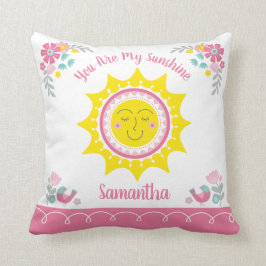 Zonnig Mooie Gele Roze Persoonlijke Baby Slaapkame Kussen