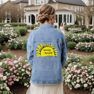 Zonnig Persoon Geel Zwart Zonnestralen Denim Jacket