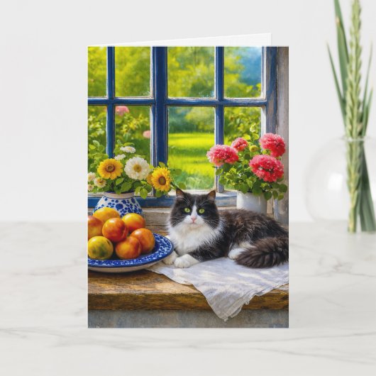 Zonnig raam, kat kaart (Voorkant)