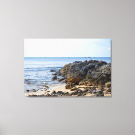 Zonnig Rotsachtig Strand Landschap Reis Fotografie Canvas Afdruk