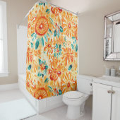 Zonnig Sinaasappel Tropisch Douchegordijn (In situ)