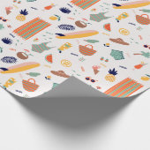 Zonnig strand leuk patroon cadeaupapier (Hoek)